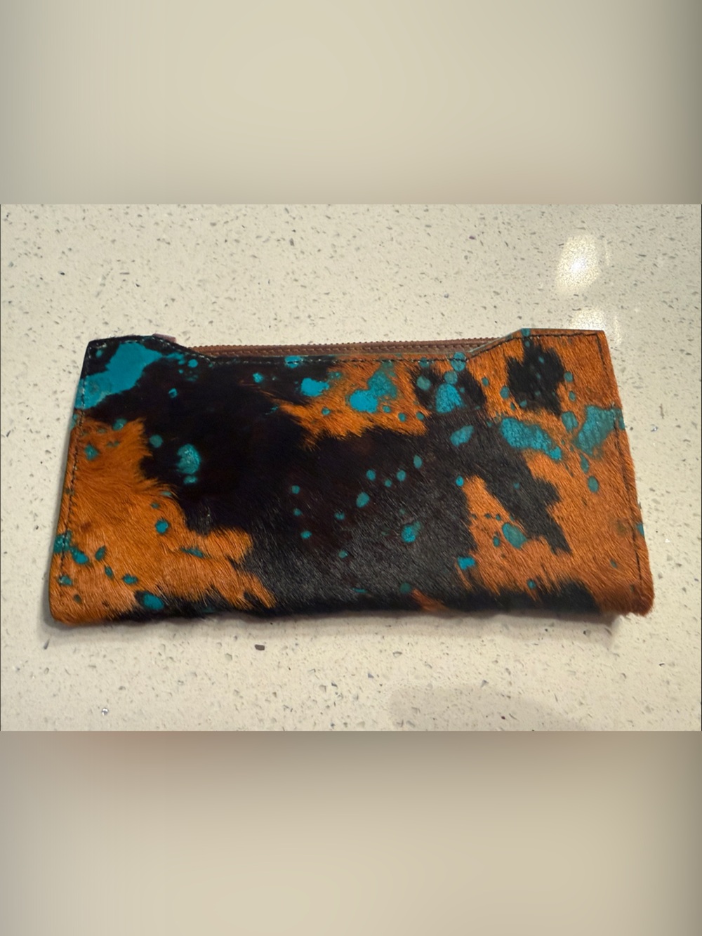 Brown and Teal Splatter Wallet - Sleek Women's Wallet